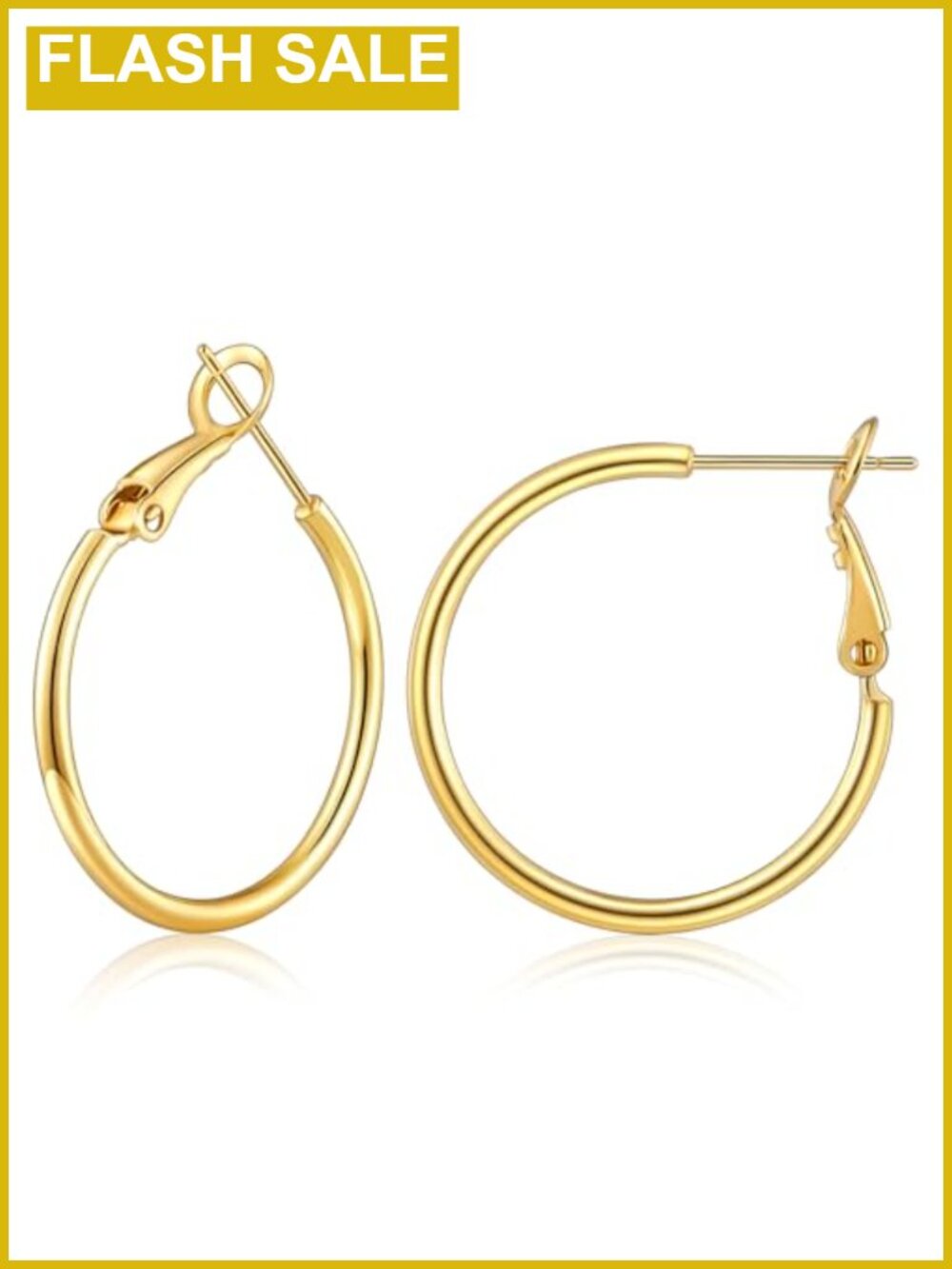 14K Gold Plated Thin Hoop Earrings 925 Sterling Silver Post